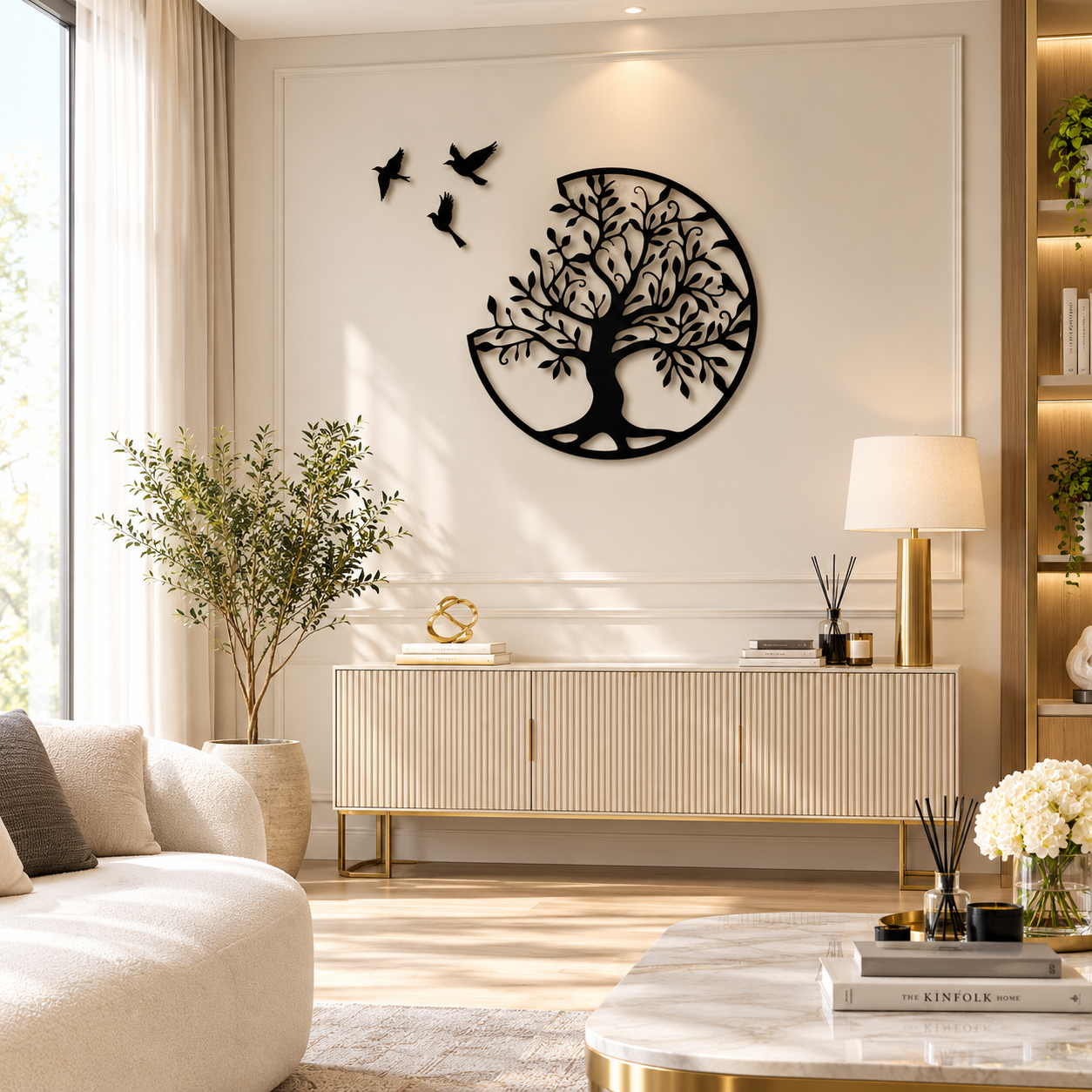 تابلو درخت و پرنده  گرد T632